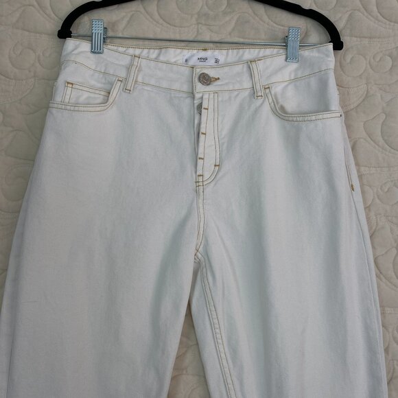 MNG Denim White Mom Jeans Button Fly Relaxed Fit Size 8 - Picture 2 of 13